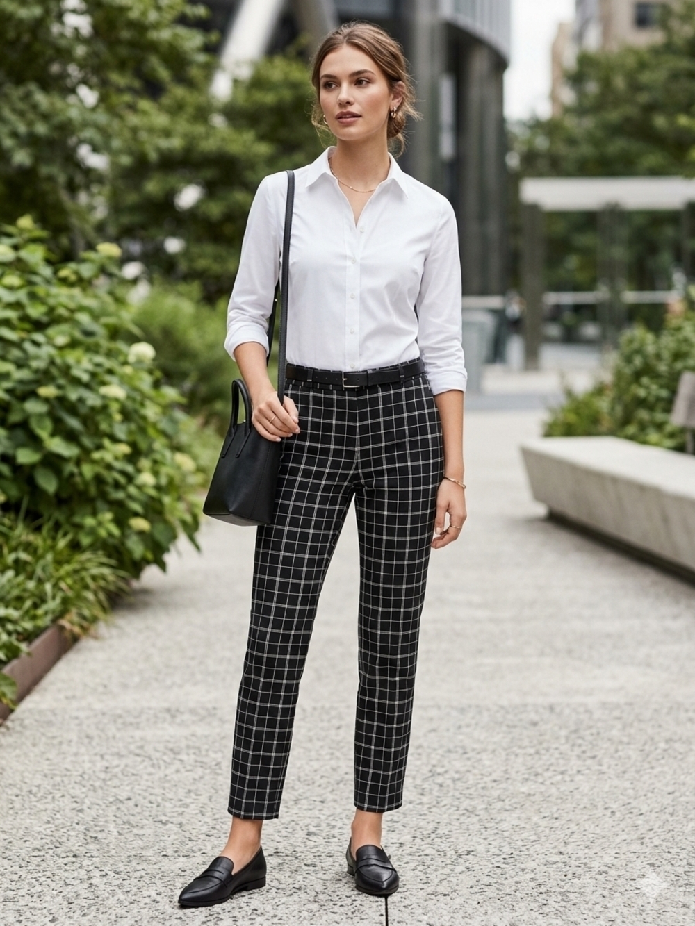 Banana Republic Black Windowpane Cropped Ankle Pants
